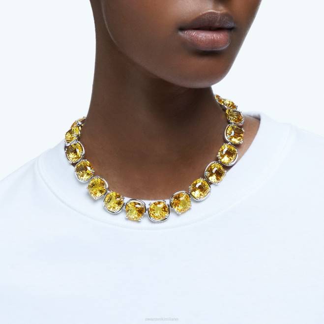 Swarovski DV4B356 gioielleria taglio cuscino, giallo, placcato rodio girocollo armonia