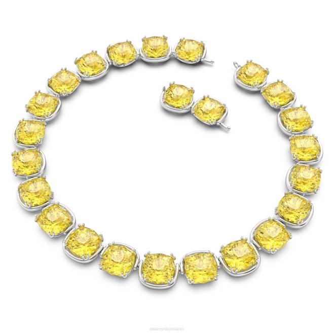 Swarovski DV4B356 gioielleria taglio cuscino, giallo, placcato rodio girocollo armonia