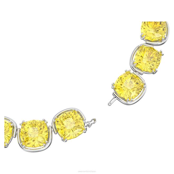 Swarovski DV4B356 gioielleria taglio cuscino, giallo, placcato rodio girocollo armonia