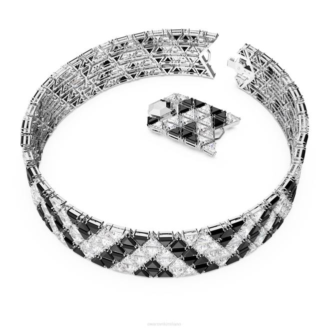 Swarovski DV4B359 gioielleria taglio a triangolo, nero, placcato rodio girocollo di ortice