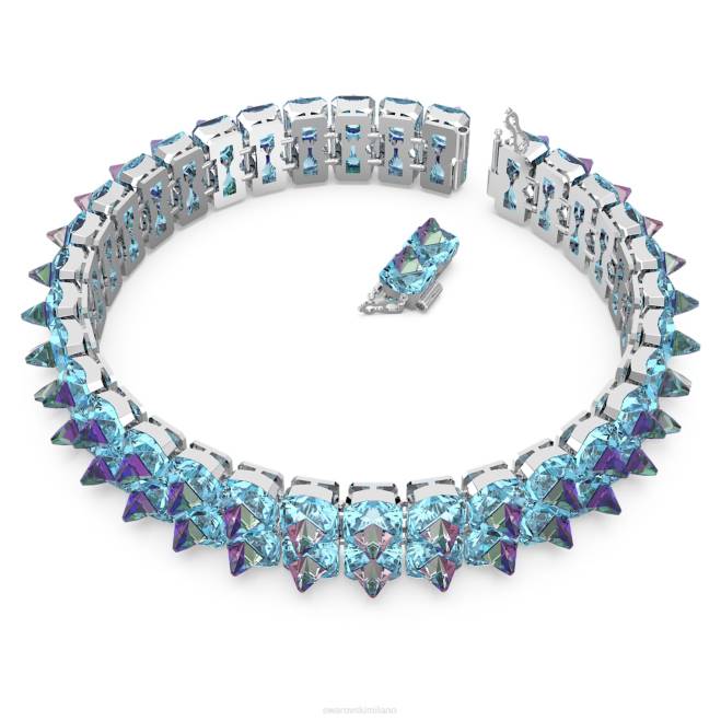 Swarovski DV4B362 gioielleria taglio piramidale, blu, placcato rodio girocollo di ortice