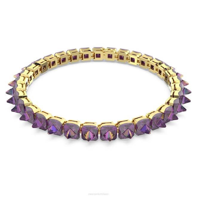 Swarovski DV4B365 gioielleria taglio piramidale, viola, placcato color oro girocollo di ortice