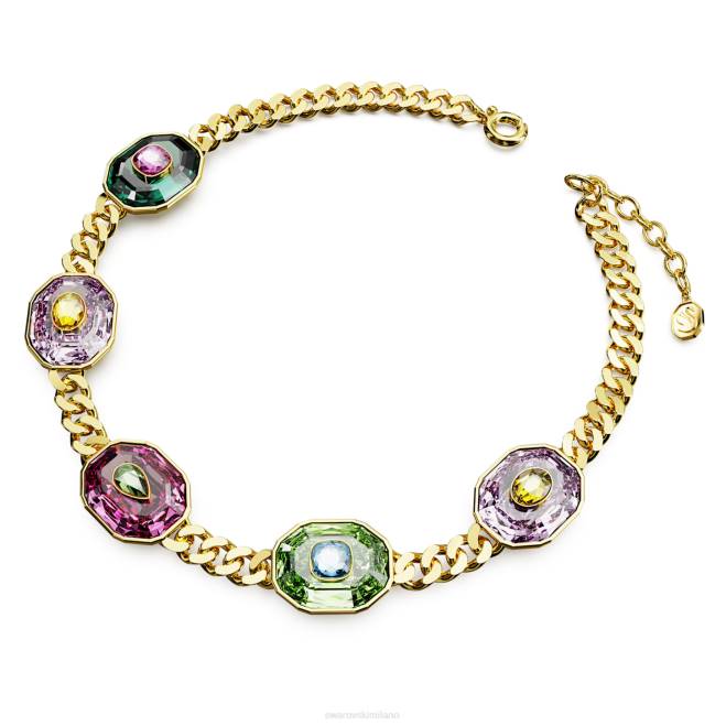 Swarovski DV4B366 gioielleria tagli misti, multicolori, placcati oro girocollo cromato