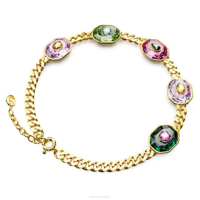 Swarovski DV4B366 gioielleria tagli misti, multicolori, placcati oro girocollo cromato