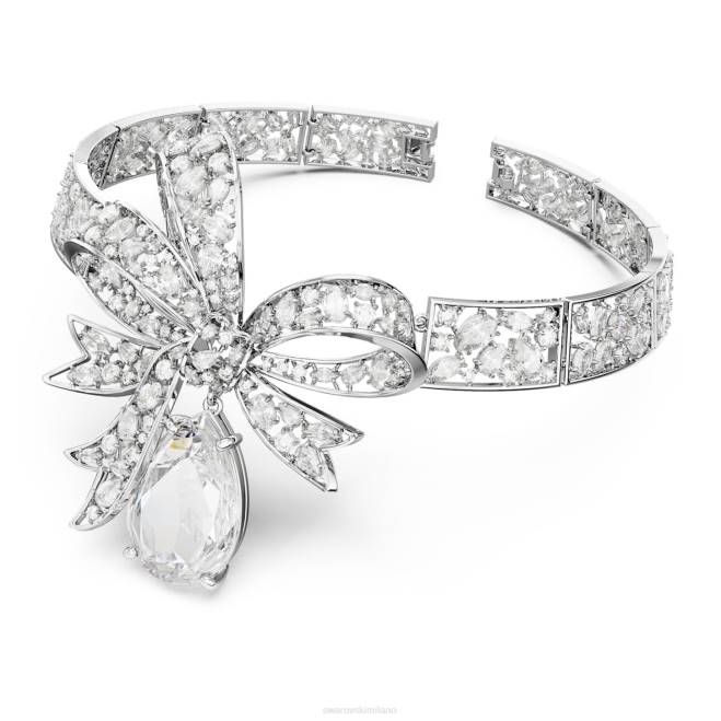 Swarovski DV4B367 gioielleria fiocco, bianco, placcato rodio girocollo volta