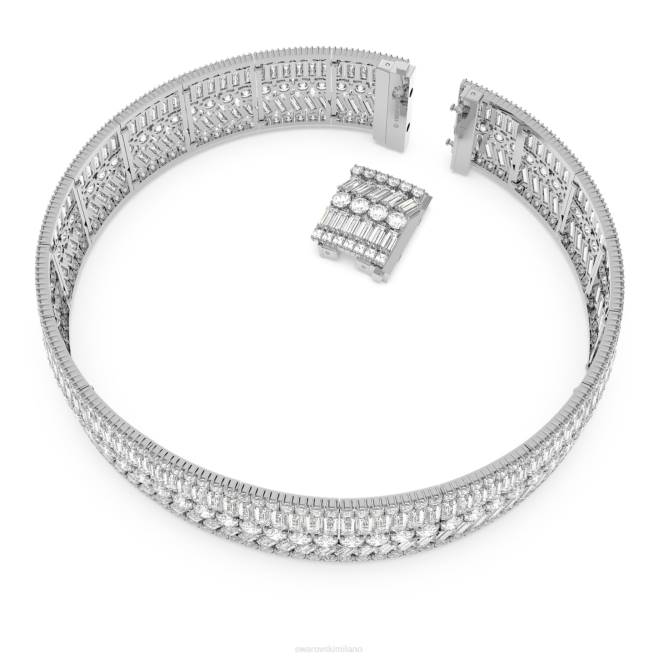 Swarovski DV4B368 gioielleria tagli misti, bianchi, rodiati girocollo di iperbole