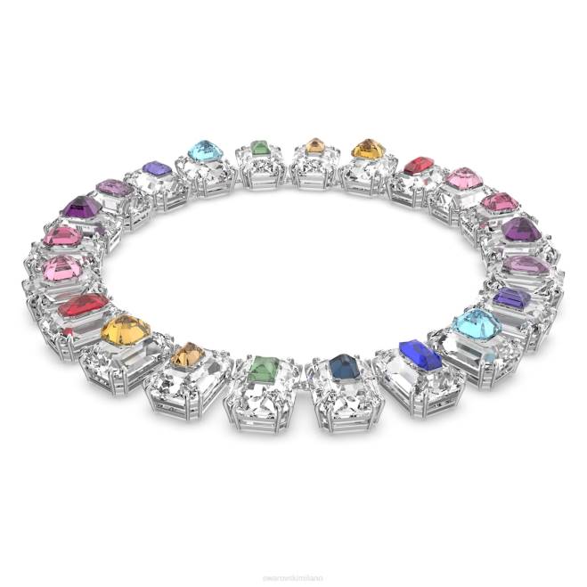Swarovski DV4B370 gioielleria cristalli oversize, multicolori, placcati rodio girocollo cromato