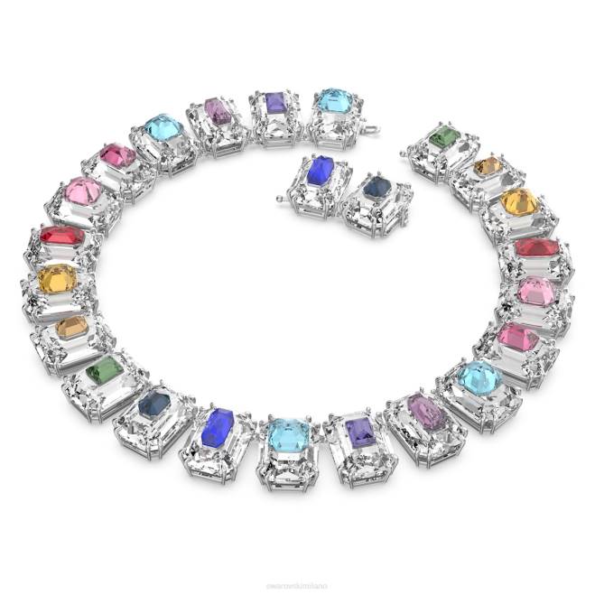 Swarovski DV4B370 gioielleria cristalli oversize, multicolori, placcati rodio girocollo cromato