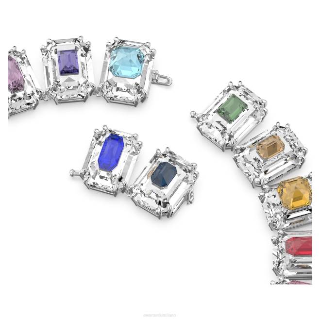 Swarovski DV4B370 gioielleria cristalli oversize, multicolori, placcati rodio girocollo cromato