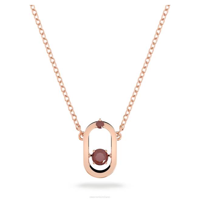 Swarovski DV4B131 gioielleria taglio rotondo, forma ovale, rosso, placcato tonalità oro rosa ciondolo danza scintillante