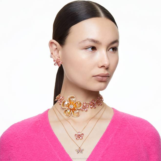 Swarovski DV4B160 gioielleria fiore, rosa, placcato color oro pendente floreale