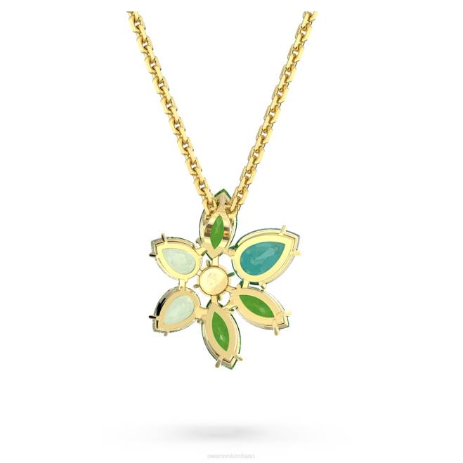 Swarovski DV4B163 gioielleria tagli misti, fiore, verde, placcato oro ciondolo gemma