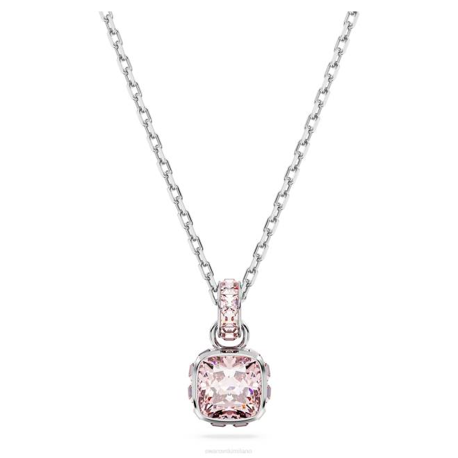 Swarovski DV4B167 gioielleria giugno, rosa, placcato rodio ciondolo portafortuna taglio quadrato