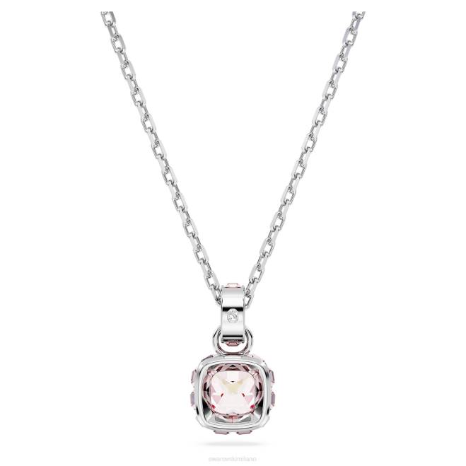 Swarovski DV4B167 gioielleria giugno, rosa, placcato rodio ciondolo portafortuna taglio quadrato