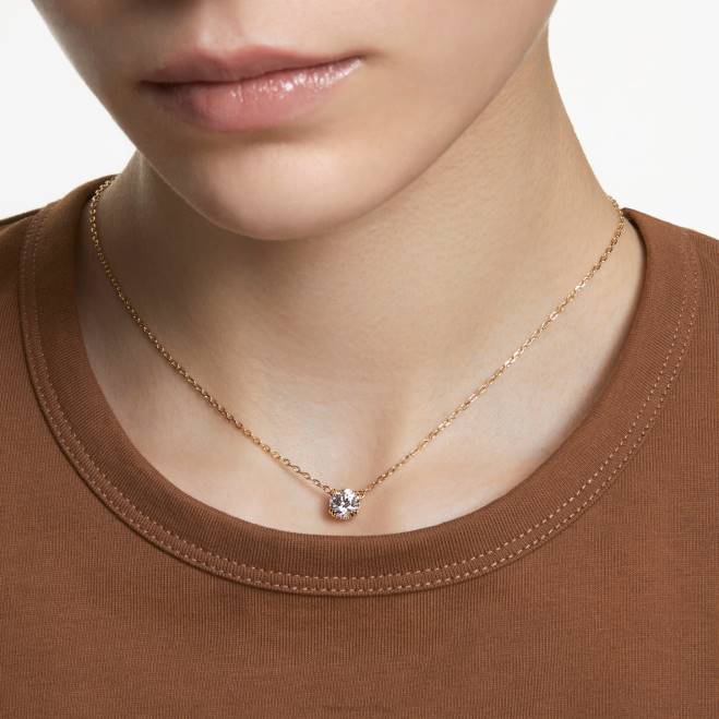 Swarovski DV4B171 gioielleria taglio rotondo, bianco, placcato oro ciondolo costellazione