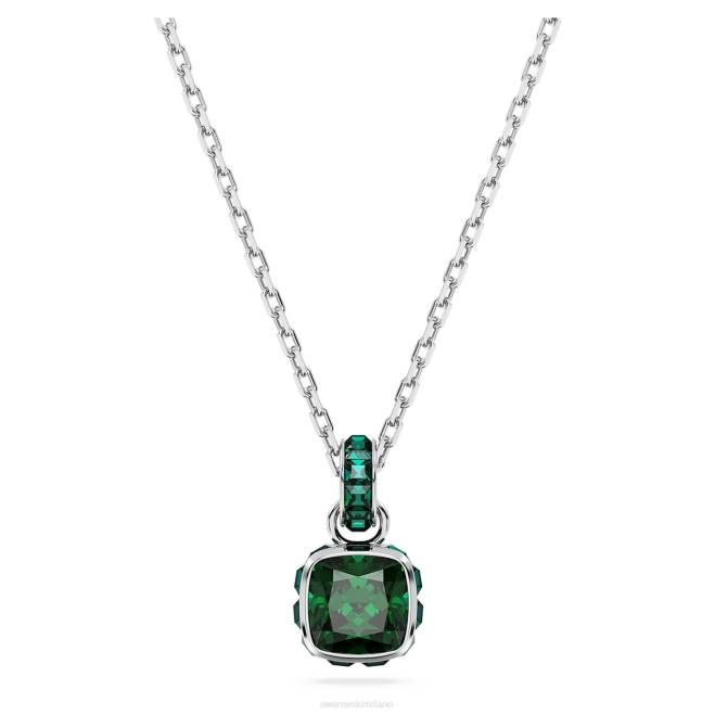 Swarovski DV4B172 gioielleria maggio, verde, rodiato ciondolo portafortuna taglio quadrato