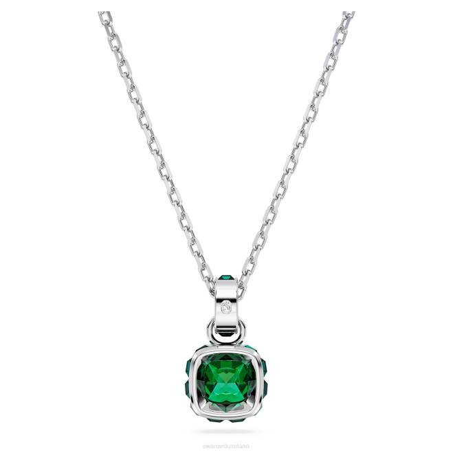 Swarovski DV4B172 gioielleria maggio, verde, rodiato ciondolo portafortuna taglio quadrato