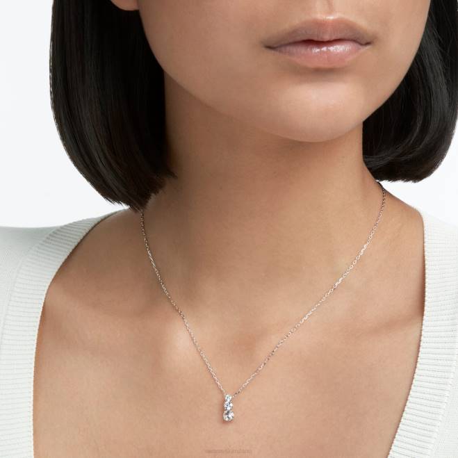 Swarovski DV4B173 gioielleria taglio rotondo, bianco, placcato rodio attirare il pendente della trilogia