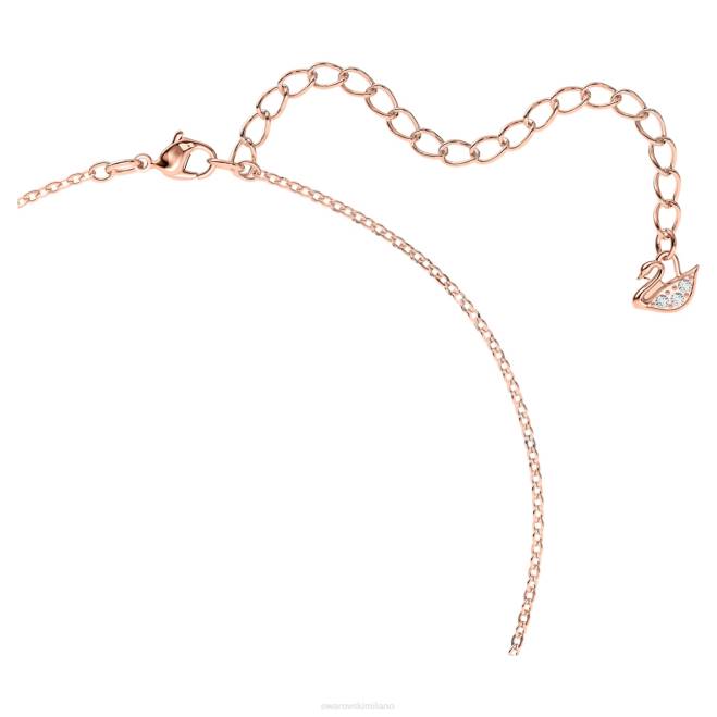 Swarovski DV4B174 gioielleria cigno, nero, placcato tonalità oro rosa pendente iconico del cigno