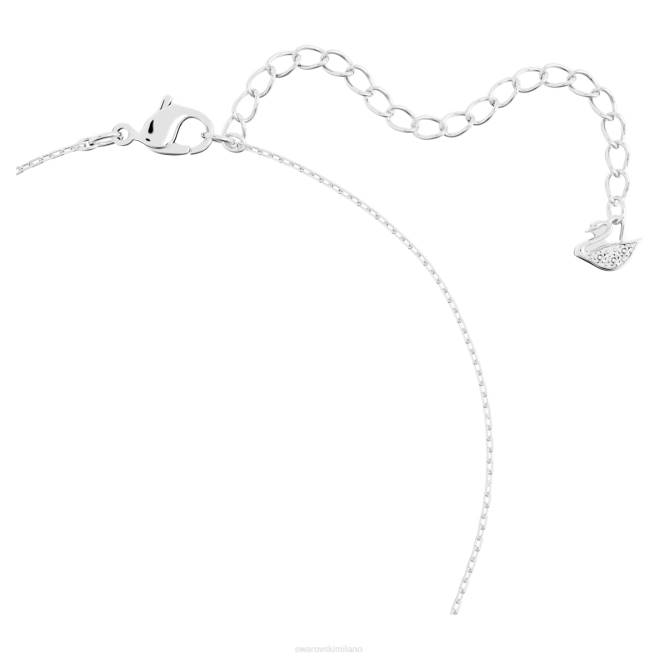 Swarovski DV4B175 gioielleria taglio rotondo, bianco, placcato rodio ciondolo solitario