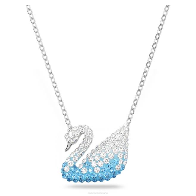 Swarovski DV4B181 gioielleria cigno, blu, placcato rodio pendente iconico del cigno