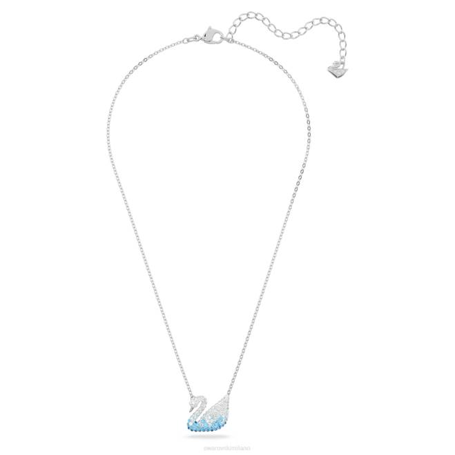 Swarovski DV4B181 gioielleria cigno, blu, placcato rodio pendente iconico del cigno