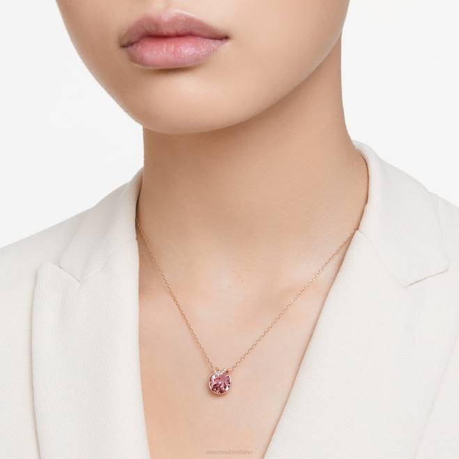 Swarovski DV4B184 gioielleria taglio rotondo, rosa, placcato tonalità oro rosa ciondolo bella v