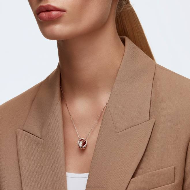 Swarovski DV4B189 gioielleria pavé, cerchi intrecciati, bianco, placcato tonalità oro rosa ulteriore ciondolo