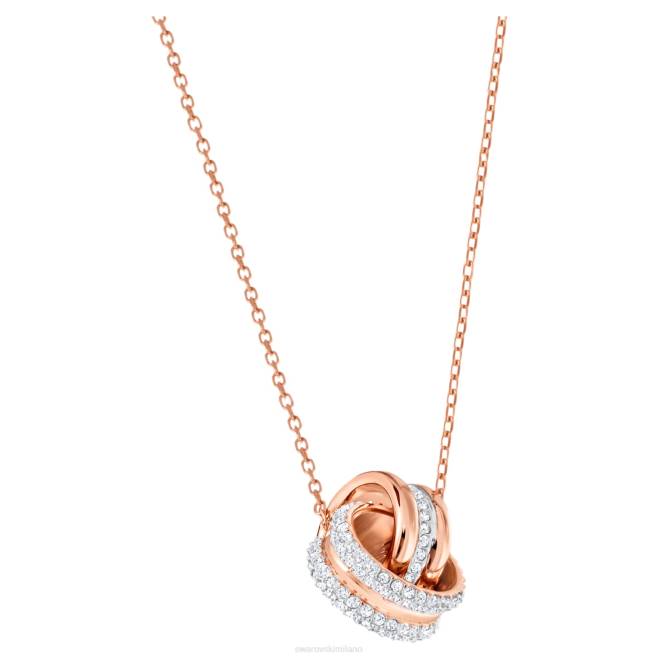 Swarovski DV4B189 gioielleria pavé, cerchi intrecciati, bianco, placcato tonalità oro rosa ulteriore ciondolo