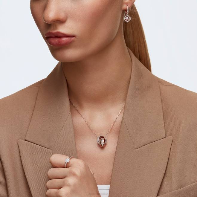 Swarovski DV4B189 gioielleria pavé, cerchi intrecciati, bianco, placcato tonalità oro rosa ulteriore ciondolo