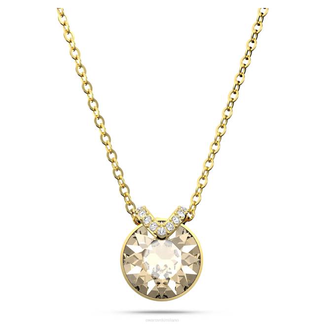 Swarovski DV4B190 gioielleria taglio rotondo, tono oro, placcato oro ciondolo bella v
