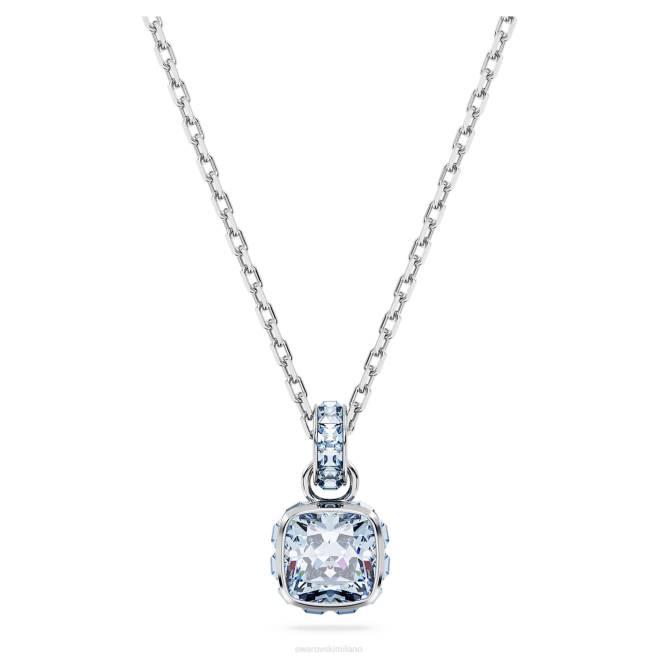 Swarovski DV4B191 gioielleria marzo, blu, rodiato ciondolo portafortuna taglio quadrato