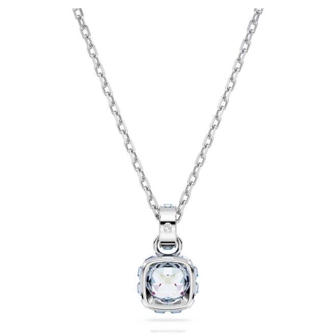 Swarovski DV4B191 gioielleria marzo, blu, rodiato ciondolo portafortuna taglio quadrato