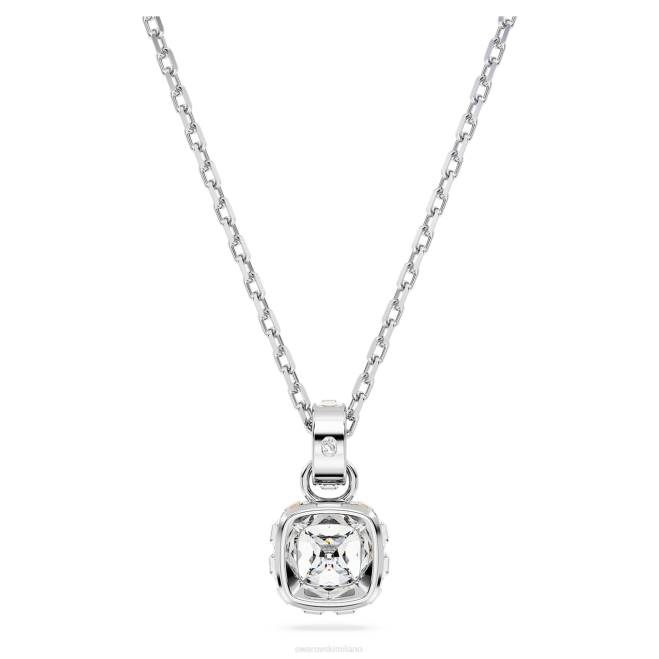 Swarovski DV4B192 gioielleria aprile, bianco, rodiato ciondolo portafortuna taglio quadrato