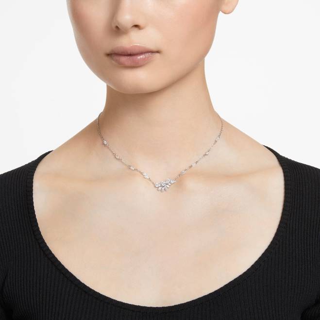 Swarovski DV4B194 gioielleria tagli misti, fiore, bianco, rodiato ciondolo gemma
