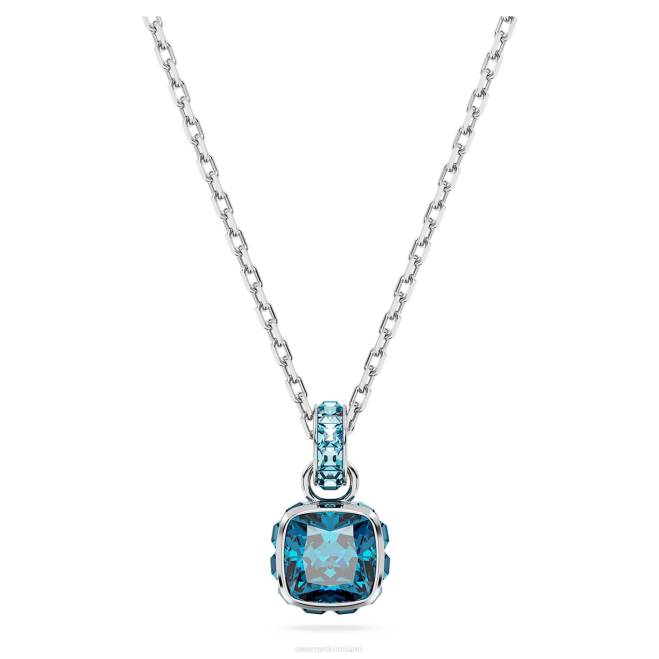 Swarovski DV4B195 gioielleria dicembre, blu, rodiato ciondolo portafortuna taglio quadrato