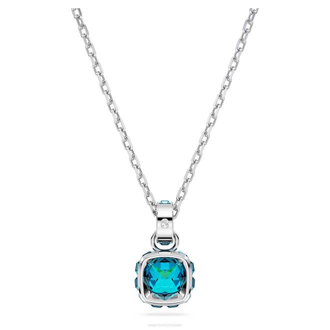 Swarovski DV4B195 gioielleria dicembre, blu, rodiato ciondolo portafortuna taglio quadrato