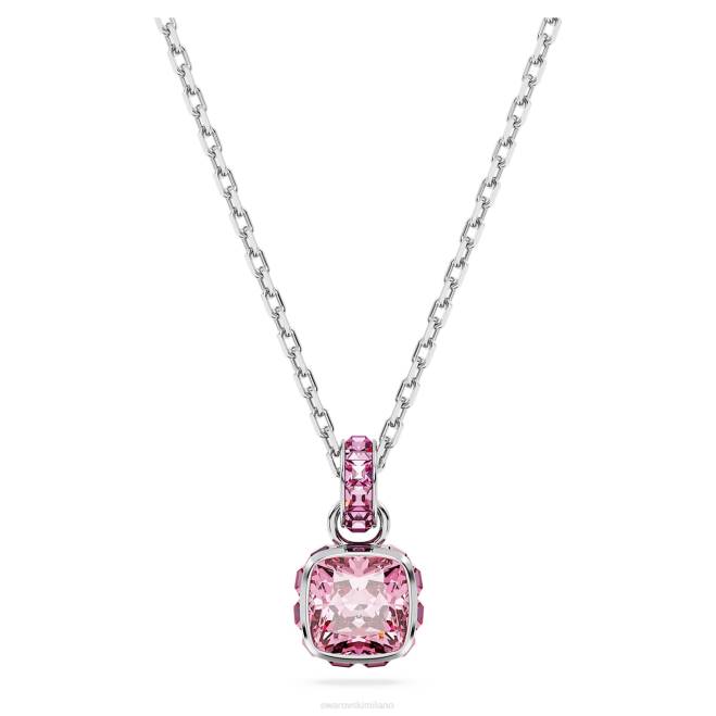 Swarovski DV4B196 gioielleria ottobre, rosa, placcato rodio ciondolo portafortuna taglio quadrato