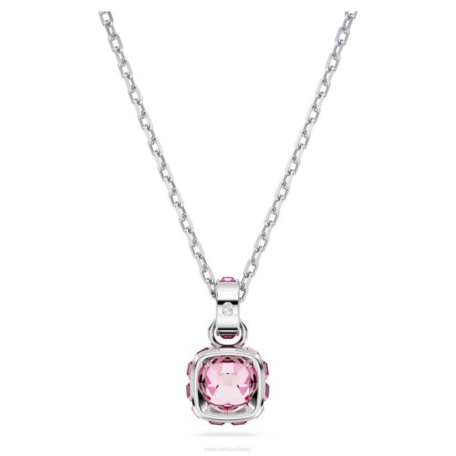 Swarovski DV4B196 gioielleria ottobre, rosa, placcato rodio ciondolo portafortuna taglio quadrato