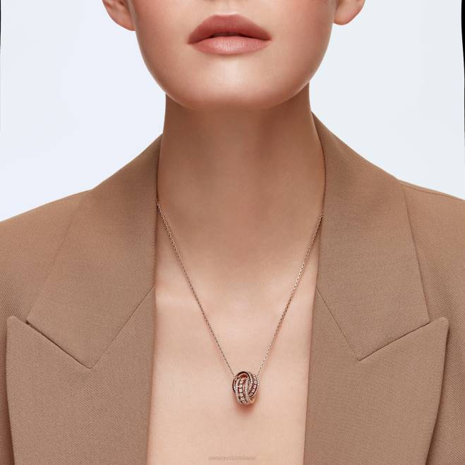 Swarovski DV4B197 gioielleria cerchi intrecciati, bianco, placcato tonalità oro rosa ulteriore ciondolo