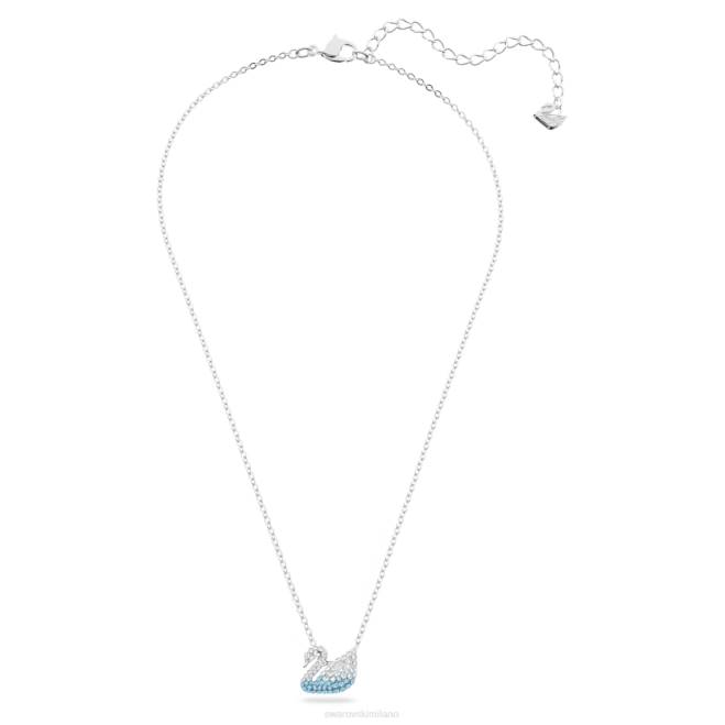 Swarovski DV4B198 gioielleria cigno, blu, placcato rodio pendente iconico del cigno