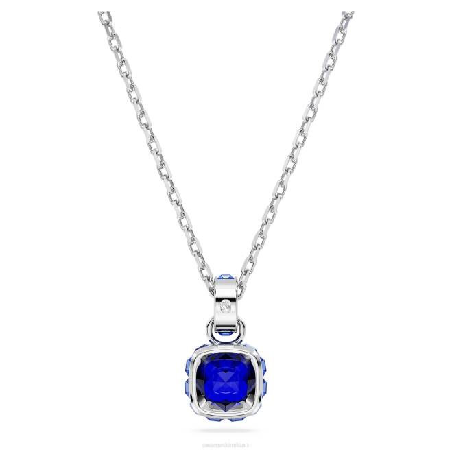 Swarovski DV4B203 gioielleria settembre, blu, rodiato ciondolo portafortuna taglio quadrato