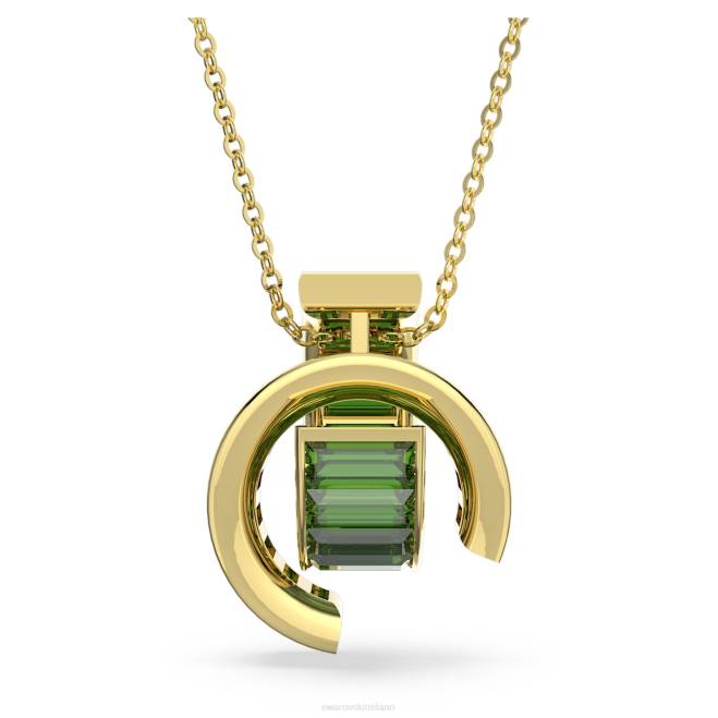 Swarovski DV4B204 gioielleria taglio baguette, verde, placcato color oro ciondolo matrice