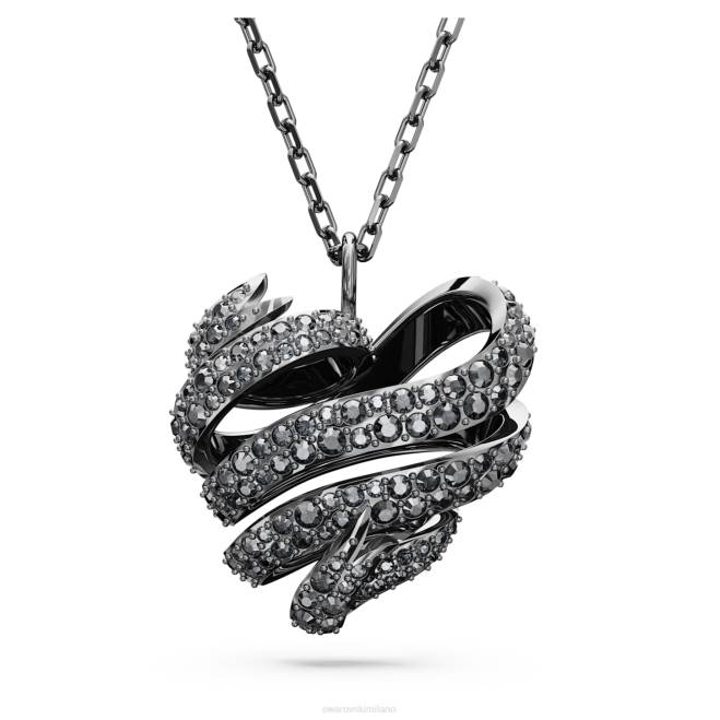 Swarovski DV4B210 gioielleria cuore, nero, placcato rutenio pendente Volta
