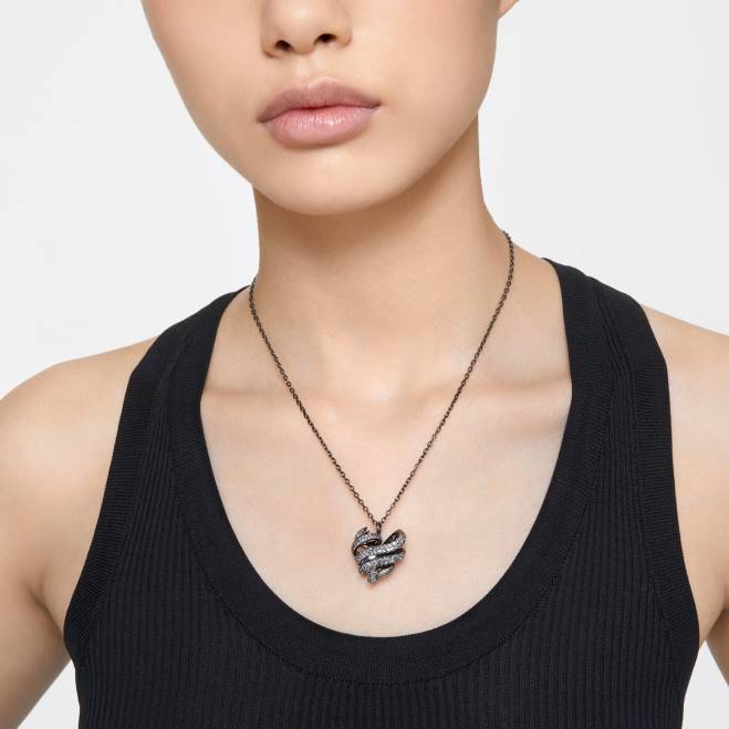 Swarovski DV4B210 gioielleria cuore, nero, placcato rutenio pendente Volta