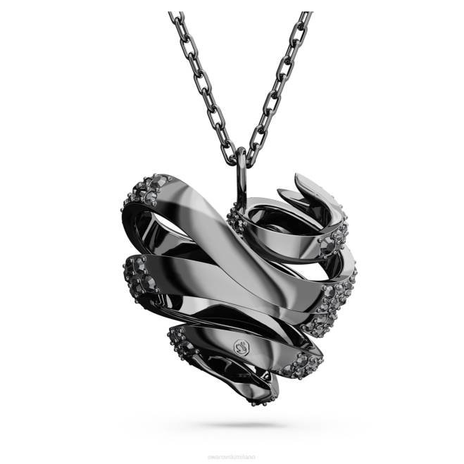 Swarovski DV4B210 gioielleria cuore, nero, placcato rutenio pendente Volta
