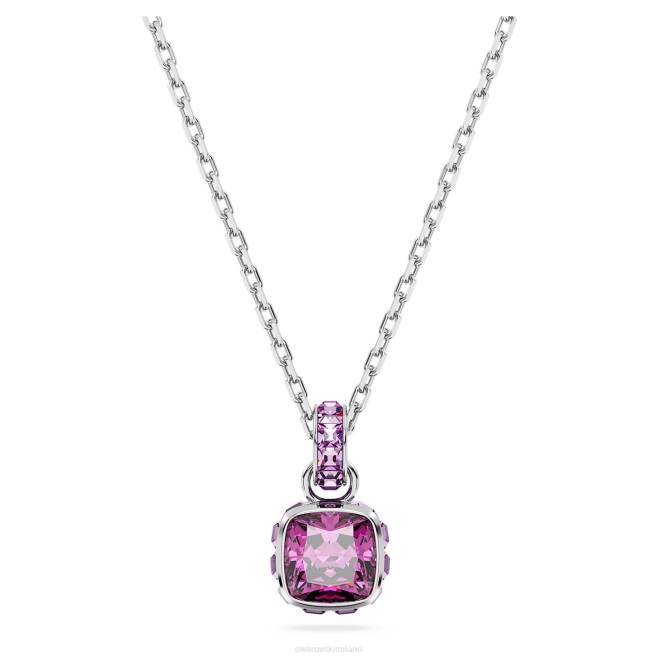 Swarovski DV4B211 gioielleria febbraio, rosa, placcato rodio ciondolo portafortuna taglio quadrato