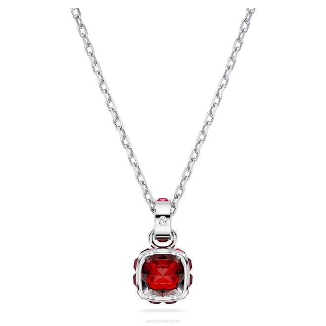 Swarovski DV4B212 gioielleria gennaio, rosso, rodiato ciondolo portafortuna taglio quadrato