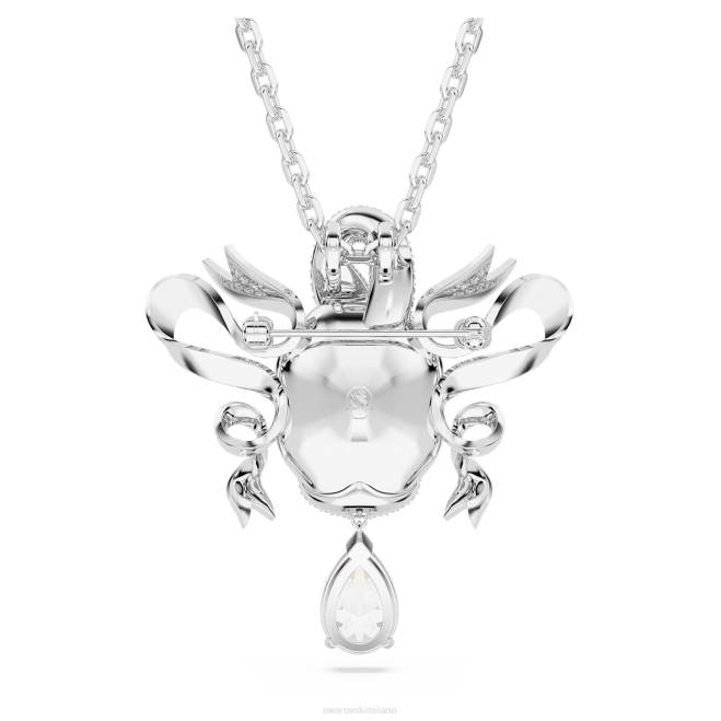 Swarovski DV4B213 gioielleria cigno, bianco, placcato rodio ciondolo cigno alla moda