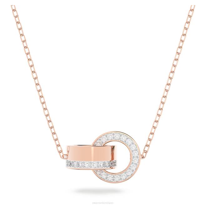 Swarovski DV4B215 gioielleria anello ad incastro, bianco, placcato tonalità oro rosa pendente cavo